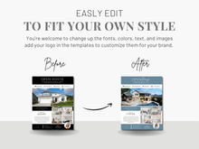 Open House Bundle, Realtor Canva Templates, Open House Flyers, Social Media Posts, Postcards, Door Hangers, Yard Signs, Checklists Black & White