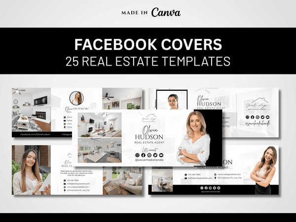 Realtor Facebook Cover Templates Black and White