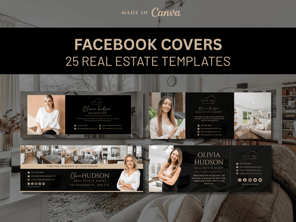 Luxury Real Estate Facebook Cover | 25 Real Estate Social Media Banner | Realtor Marketing Facebook Cover | Canva template