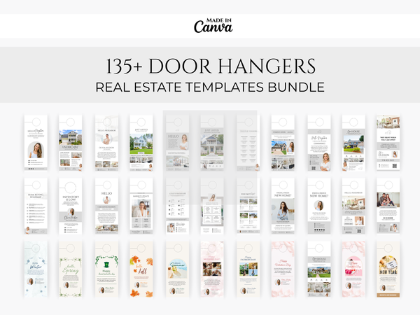 135+ Real Estate Door Hanger Bundle | Door Hanger Templates Bundle | Real Estate Farming | Realtor Door Hangers | Canva Template