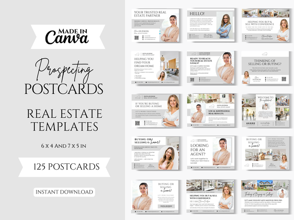125 Real Estate Prospecting Postcards Bundle | Realtor Farming Canva Templates | Real Estate Agent Marketing Postcards | 6x4 & 7x5