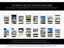 Open House Bundle, Realtor Canva Templates, Open House Flyers, Social Media Posts, Postcards, Door Hangers, Yard Signs, Checklists Black & White