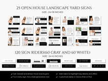 Open House Bundle, Realtor Canva Templates, Open House Flyers, Social Media Posts, Postcards, Door Hangers, Yard Signs, Checklists Black & White