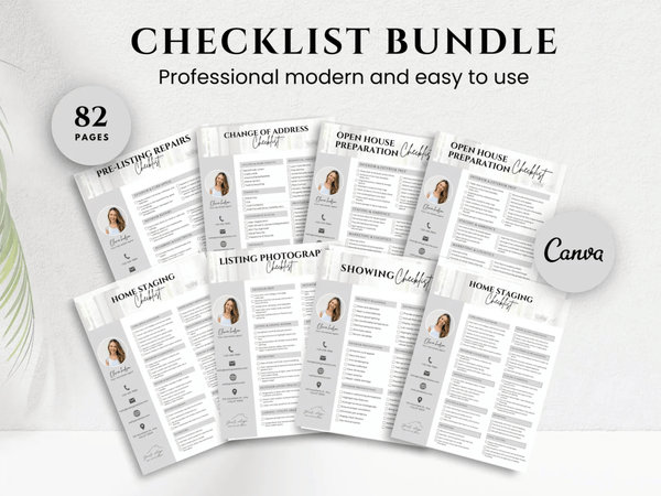 Real Estate Checklist Bundle Gray and White | Buyer & Seller Templates