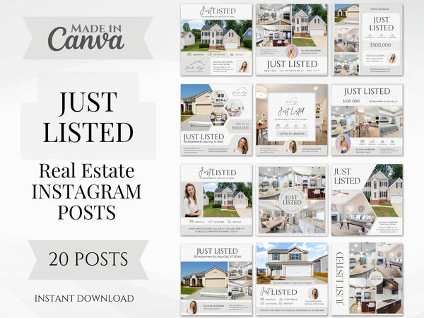20 Just Listed Social media Posts Templates