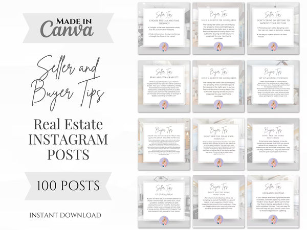 Real Estate Instagram Buyer & Seller Tips Posts