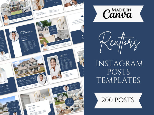 Realtor Instagram Posts Bundle Blue and White