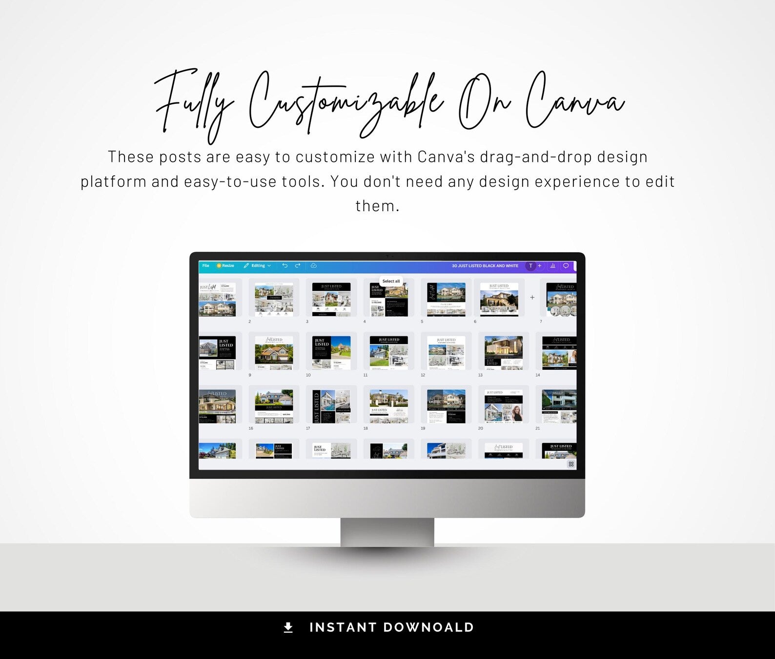 Real Estate Flyer Bundle | Open House, Just Listed, Just Sold & Coming Soon Black & White