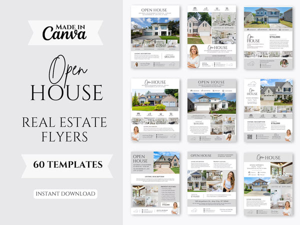 Real Estate Open House Flyers Gray and White